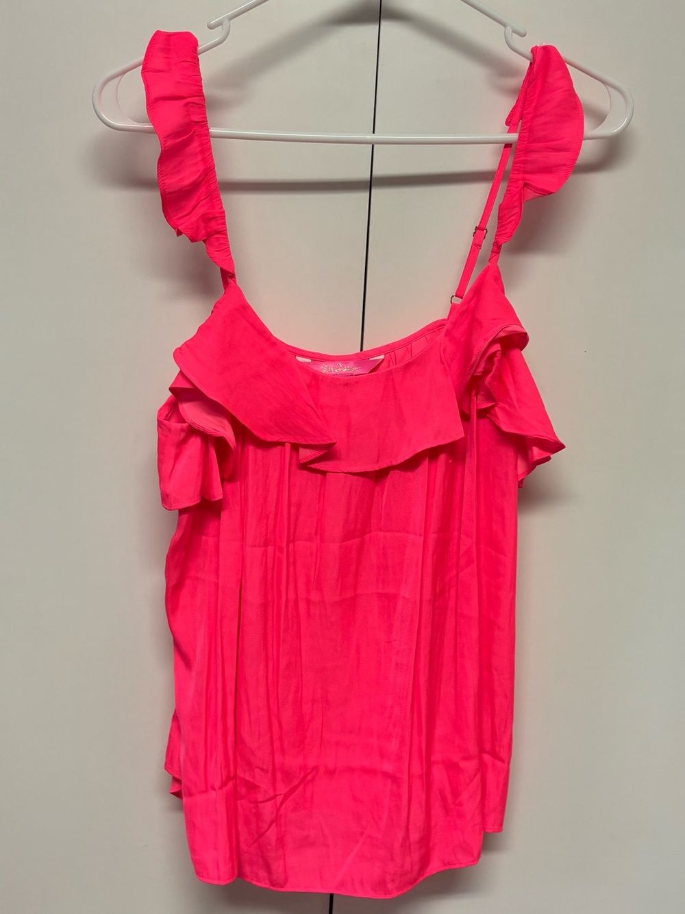 Lilly Pulitzer Neon Pink Ruffle Strap Tank
